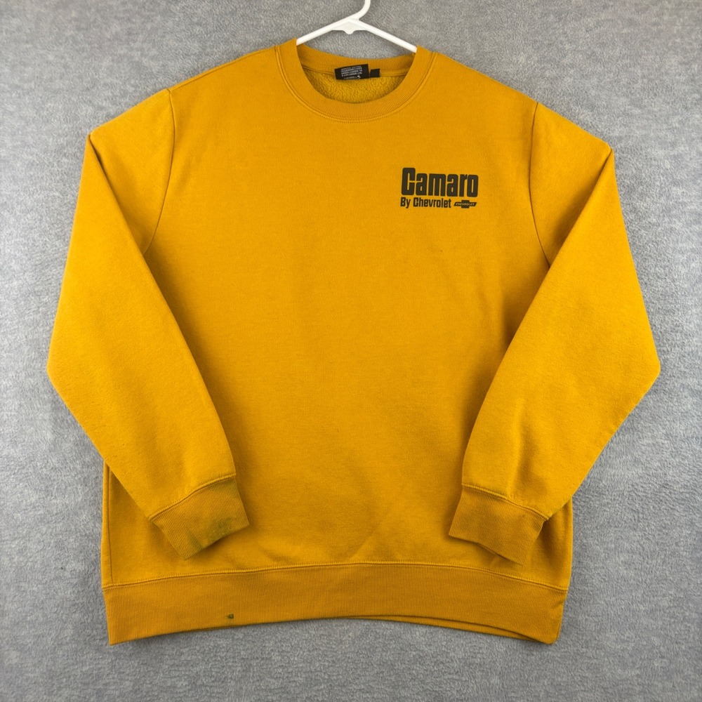 Chemistry Camaro Sweatshirt Mens Large Yellow Graphic Crewneck 1967 Chevy Car